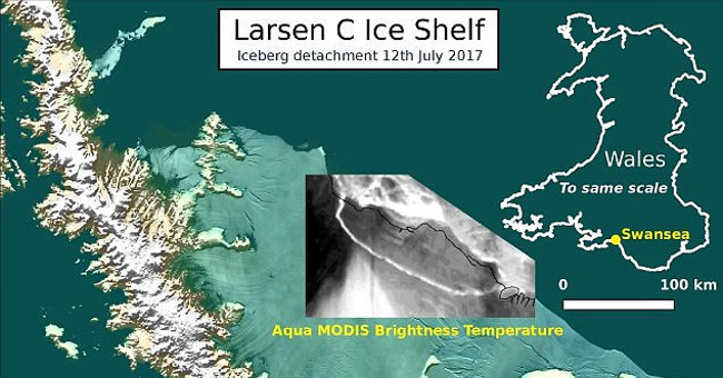 The one trillion tons of ice has separated from Antarctica