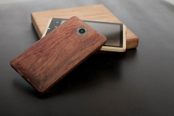 The phone is made from bamboo