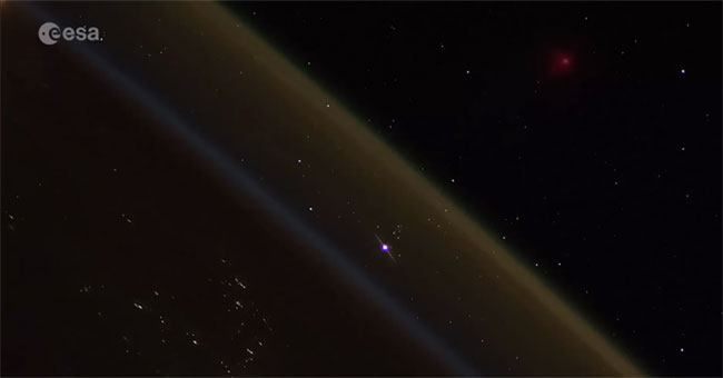 The process of spacecraft launching into orbit looks from space
