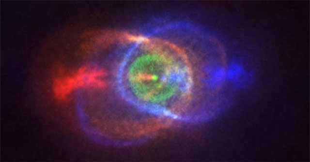 The rainbow nebula created by an interstellar battle
