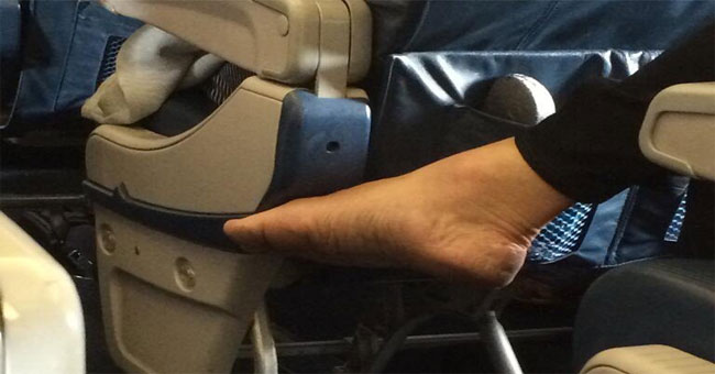 The reason you should not take off your shoes when sitting on an airplane