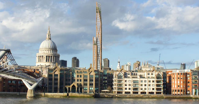 The reinforced concrete house is old, people are building wooden skyscrapers