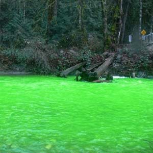 The river turns blue and strange