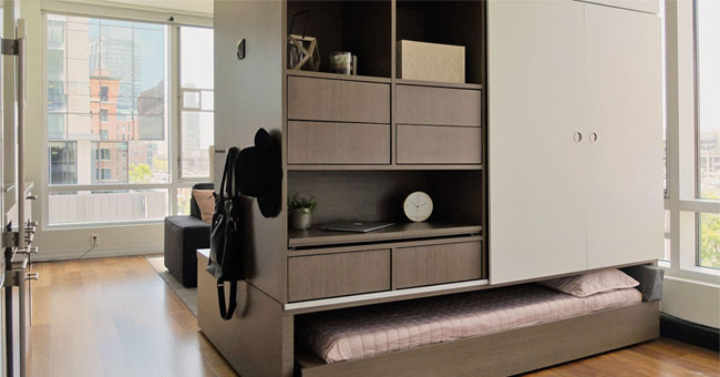 The robotic interior system helps you to change the structure of the house with just one button
