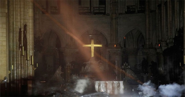 The scene inside Notre Dame Cathedral after the fire