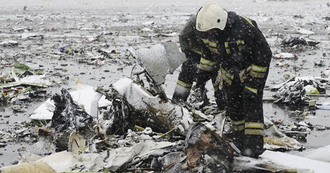 The scene listed the debris of the plane falling in Russia