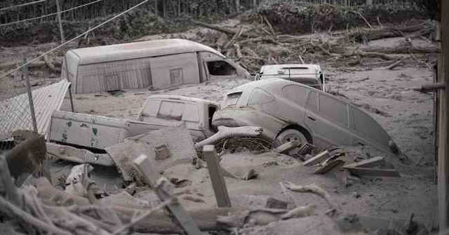 The scene of the terrible volcanic eruption in Guatemala