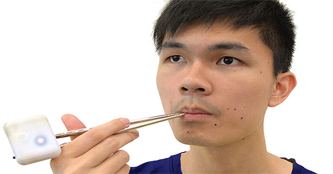 The scientist developed a pair of electronic chopsticks, stimulating the salty taste in the tongue with ... electricity