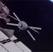 The ship Albert Einstein connected to the space station