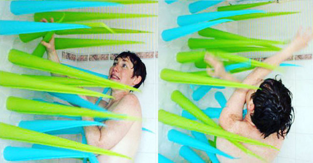 The singular invention saves you considerable water when bathing