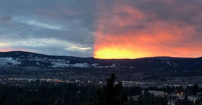 The sky is like a split in twilight in Canada