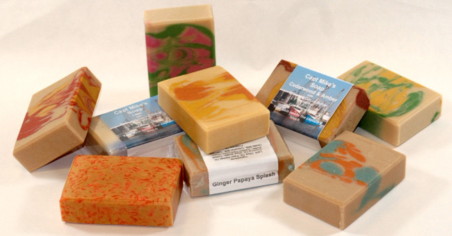 The soap is sufficiently colored in red and purple blue, why is it only white?