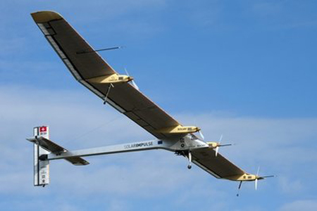 The solar plane first flew across Europe