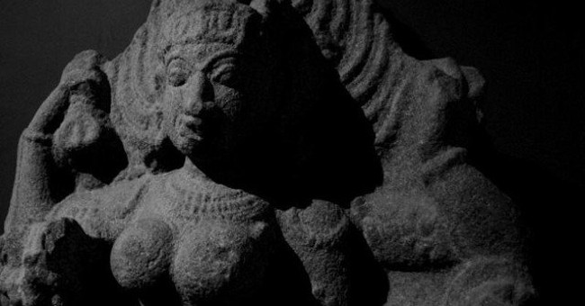 The statue of ancient Kali is unearthed from the riverbed