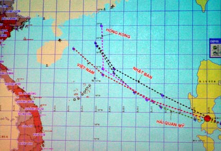 The storm with extraordinary speed is heading into the South China Sea