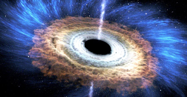The supermassive black hole is 20 billion times more massive than the Sun
