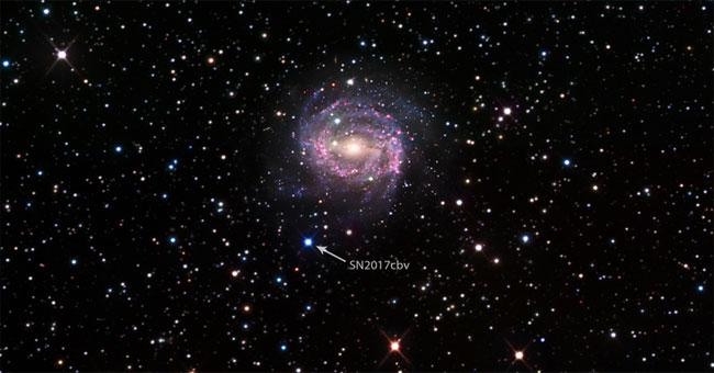 The supernova explosion is 55 million light-years from Earth