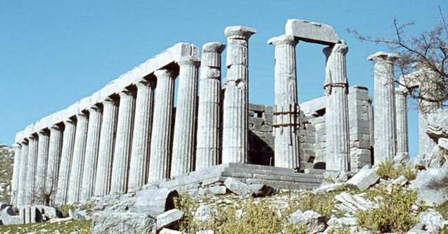 The temple worshiped Apollo at Bassae