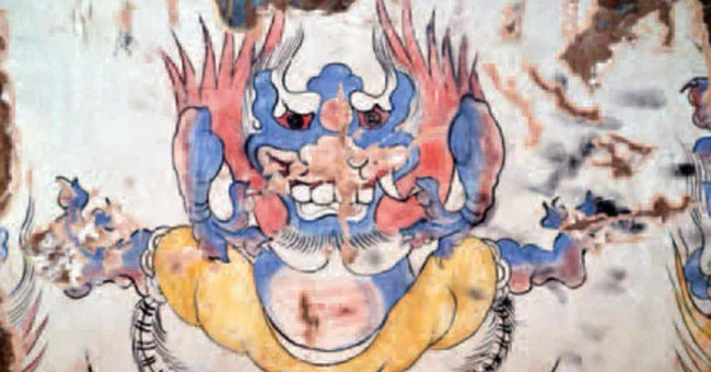 The tomb of 1,400 years contains a blue monster figure in China