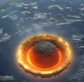 The video illustrates the scene of Nibiru stabbing the earth