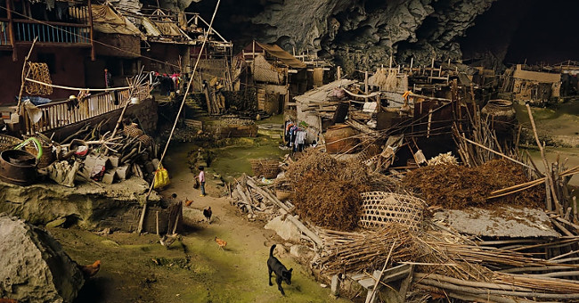 The village has 100 people living in caves, separate from the outside world