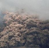 The volcano erupted, a whole city was engulfed in black smoke