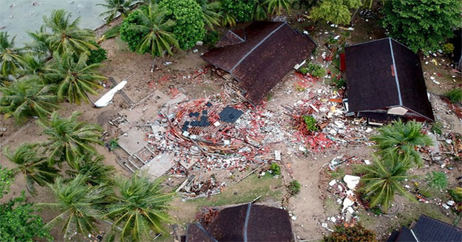 The wilderness scene in Indonesian town was attacked by tsunamis
