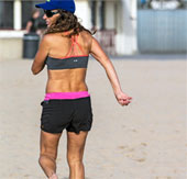 The woman could only run backwards