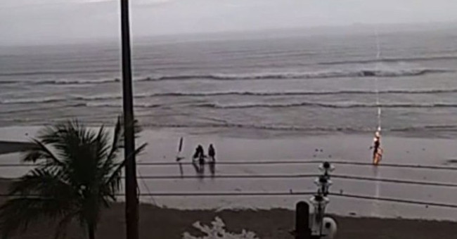 The woman was struck by lightning right on the beach