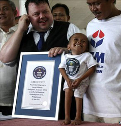 The world's shortest dwarf is nearly 60 cm tall