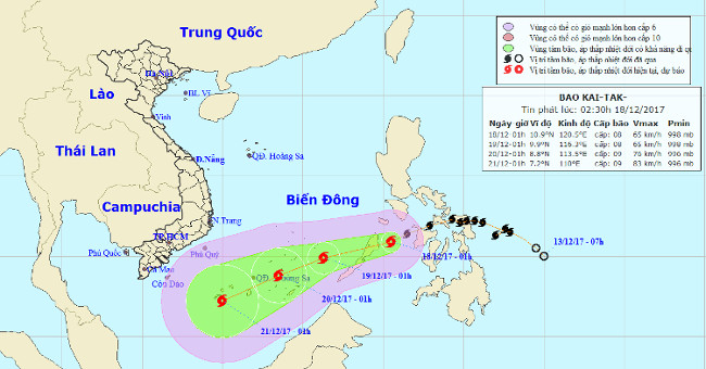 This afternoon, Typhoon Kai-Tak will land in the East Sea