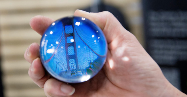 This crystal ball can display video 360 degrees inside as well as a sphere of prophecy