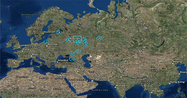 This map will take you to 12 stadiums taking place in the 2018 World Cup in Russia at a glance
