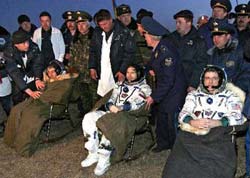 TMA 8 spacecraft and ISS crew safe on Earth