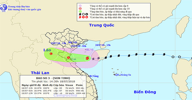 Tonight, typhoon Son Tinh attacked, many places at risk of flooding