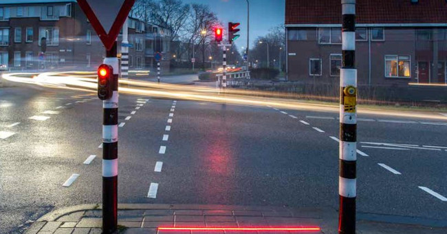 Traffic lights on the sidewalk in the Netherlands
