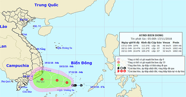 Tropical depression at level 8 formed in the South China Sea