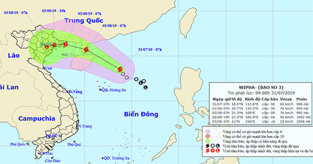 Tropical depression intensified into storm No. 3 - WIPHA storm