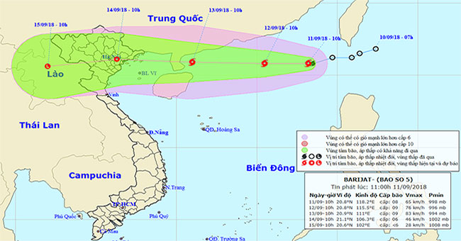 Tropical depression strengthened into a storm on the East Sea - storm No. 5