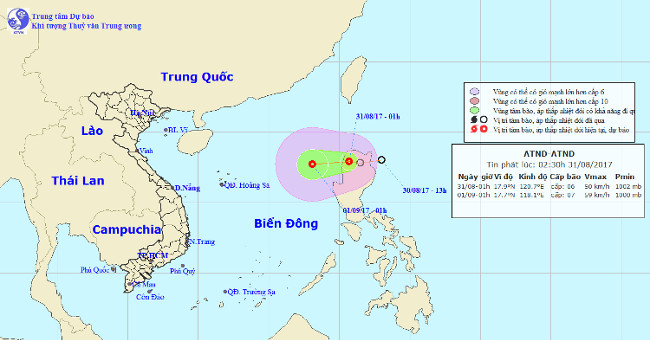 Tropical depressions level 9 near the East Sea
