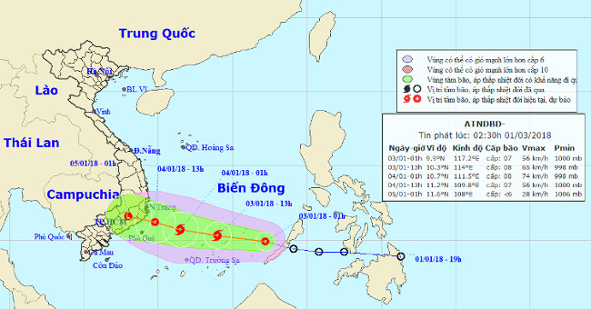 Tropical depressions may intensify into storms when approaching the Spratlys