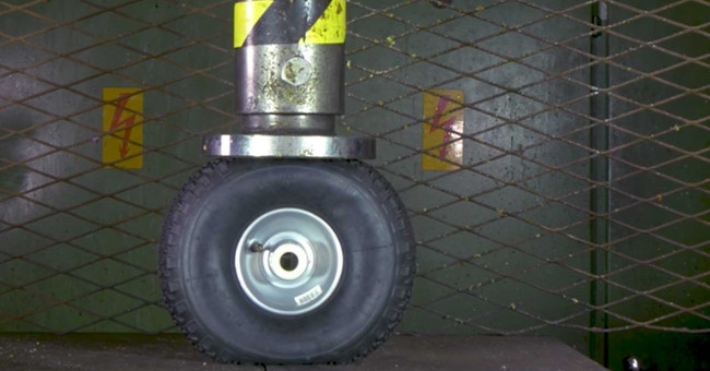 Try to blow up tires with hydraulic presses, don't try to do it at home