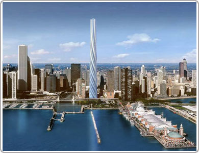 Twisted skyscraper in Chicago (USA)