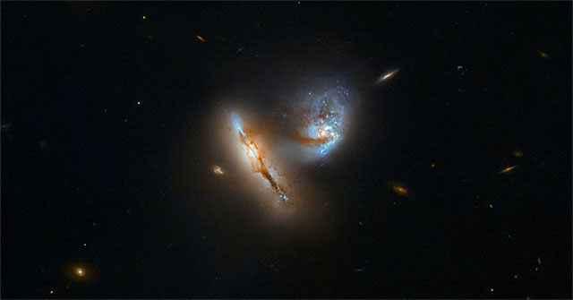 Two collision galaxies are 424 million light-years from Earth