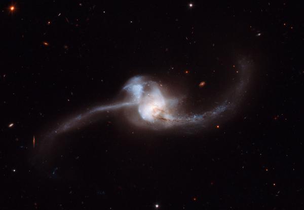 Two galaxies merge
