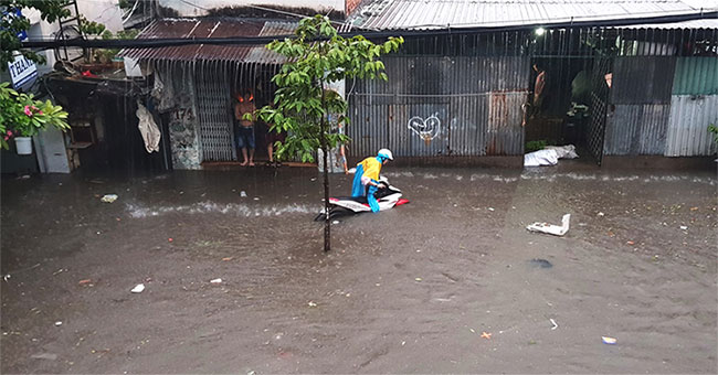 Typhoon, flood, flooding raging
