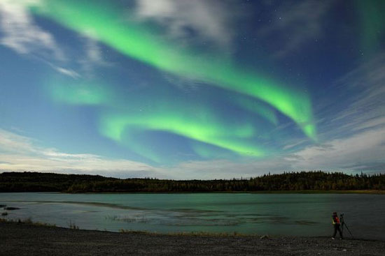 Typhoon from aurora in North America