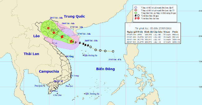 Typhoon Mirinae - Storm No. 1 toward Hai Phong