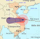 Typhoon Nari landed in Danang, Central Vietnam with heavy rain