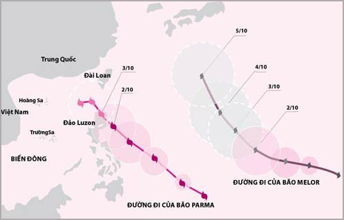 Typhoon Parma and Melor are very strong and complex